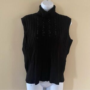 Vintage R-Q-T Black Knitted Sleeveless Sweater Shirt  Size Extra Large XL Sequin